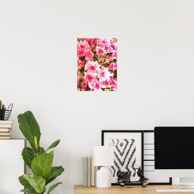 Poster Pink Floral Bloom Pattern – Soft Botanical Design (Escritório em casa)