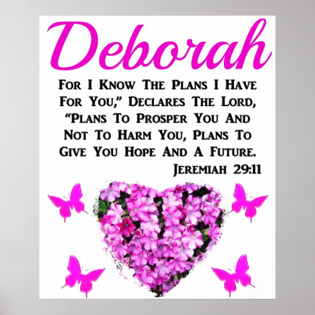 POSTER PINK FLORAL BOMBADO JEREMIAH 29:11 PERSONALIZADO (Frente)