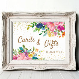 Poster Pink Floral Cards Gifts Baby Shower