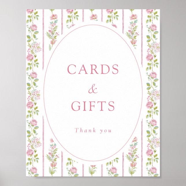 Poster Pink Floral Grandmillennial Cards & Gifts (Frente)