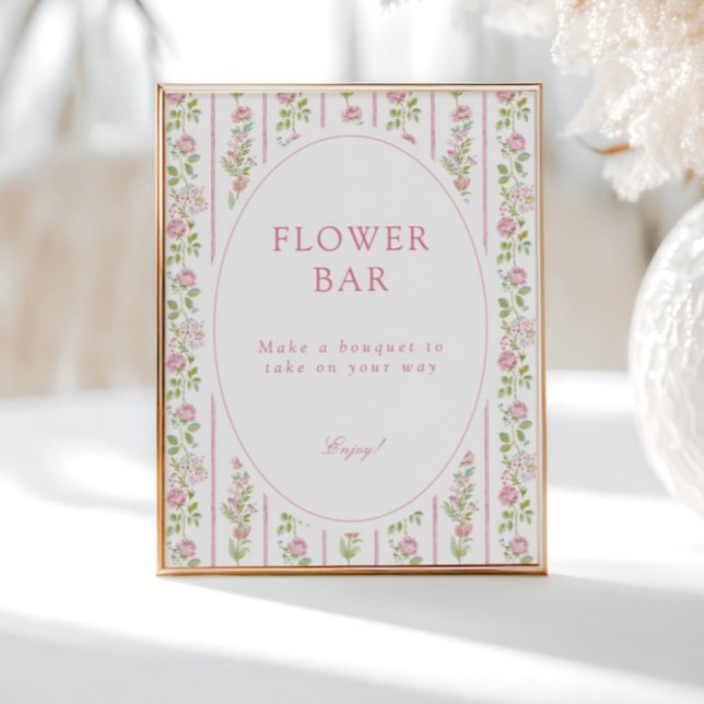 Poster Pink Floral Grandmillennial Flower Bar (Criador carregado)