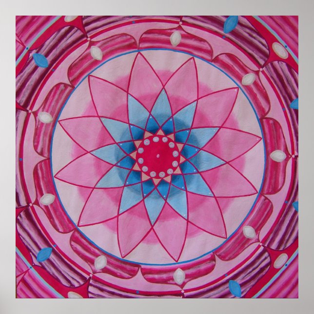 Pôster Pink flower Mandala (Frente)