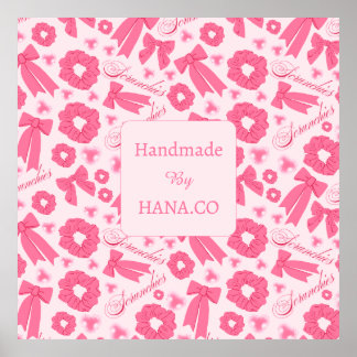 Poster Pink Girly Scrunchies Pattern Cute Hair Accessory 