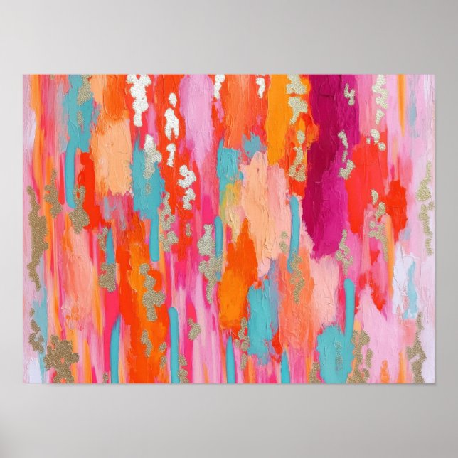 Poster Pink Gold Abstract Preppy Dorm Decor (Frente)