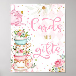 Poster Pink & Gold Floral Tea Party Cards & Gifts Par-Tea
