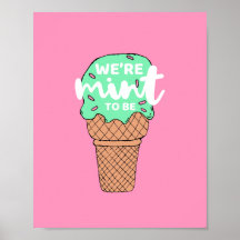 Pink Green Valentine Sketches Mint to Be Ice Cream