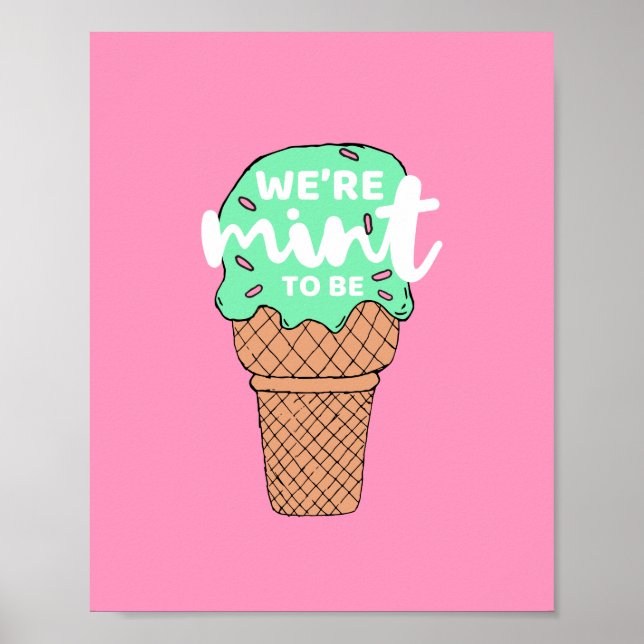 Poster Pink Green Valentine Sketches Mint to Be Ice Cream (Frente)