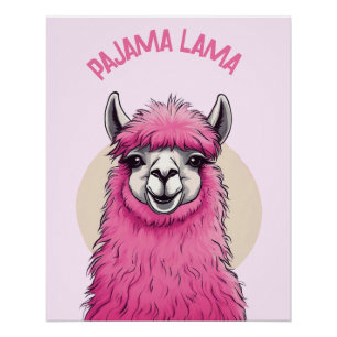Pôster Pink Happy Smiling Lama