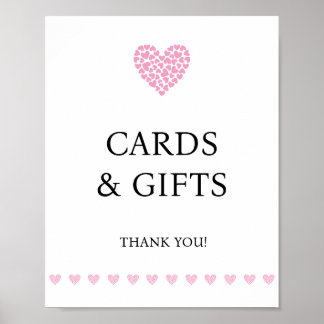 Poster Pink Heart Cards and Gifts Baby Shower 