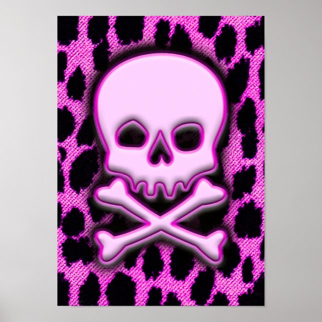 Pôster Pink Leopardo Skull (Frente)