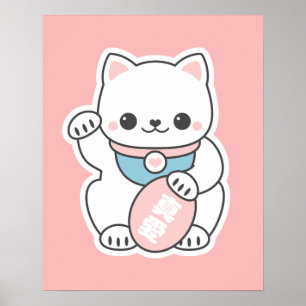 Poster Pink Maneki Neko