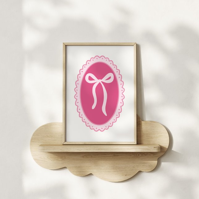 Poster Pink Nursery Art - Coquette Oval Frame & Bow (Criador carregado)