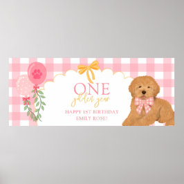 Poster Pink One Golden Year Goldendoodle Dog 1st Birthday