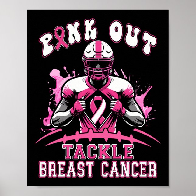 Poster Pink Out Tackear a Consciência do Cancer da Mama A (Frente)