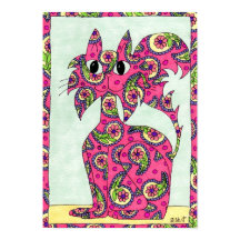 Pink Paisley Cat Foley Art