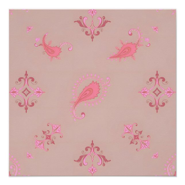 Pôster Pink Paisley Pattern (Frente)