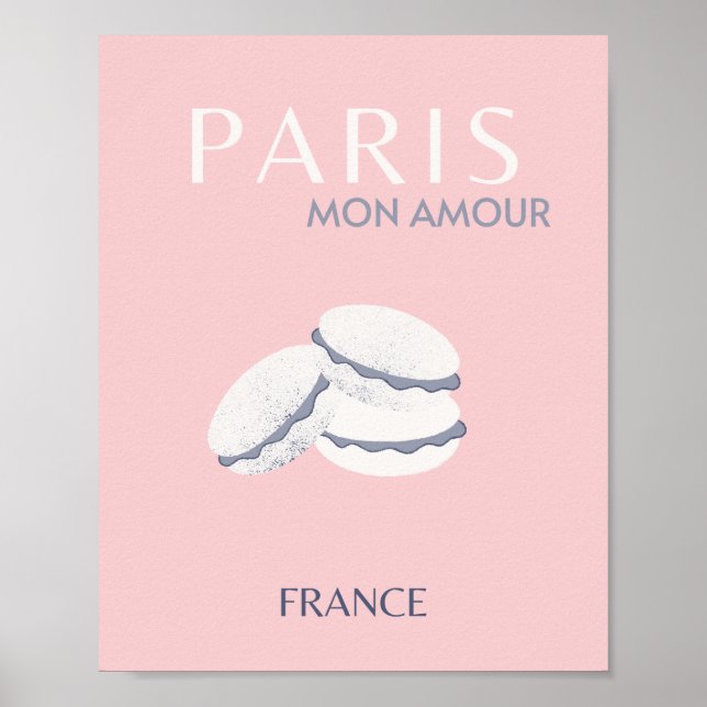 Poster Pink Paris Viagem Art Pastel Preppy Macarons (Frente)