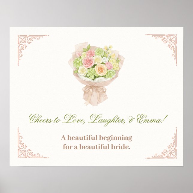 Poster pink pastel bouquet Elegant  (Frente)