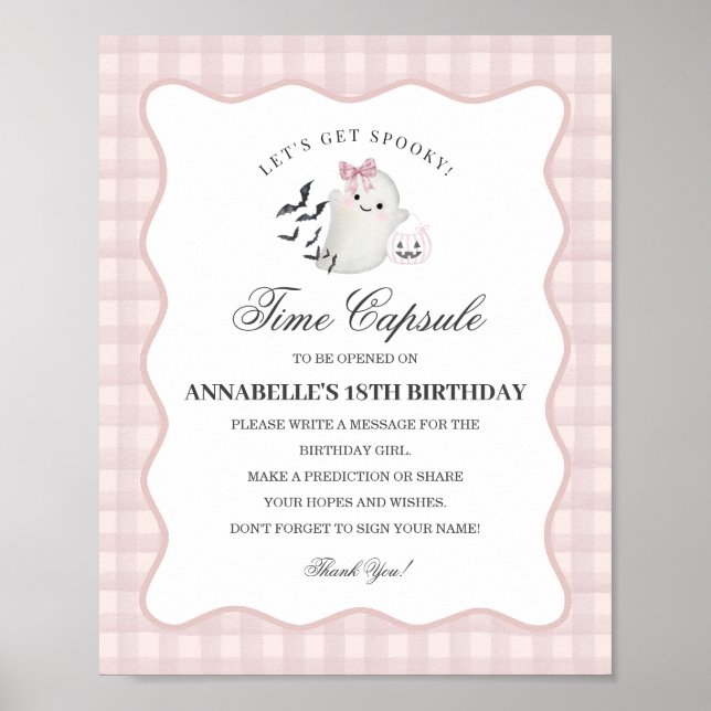 Poster Pink Pastel Little Boo Ghost Time Capsule Game (Frente)