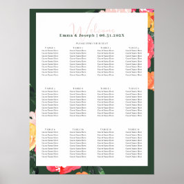 Poster Pink Peony Boquet Floral sobre Casamento Verde