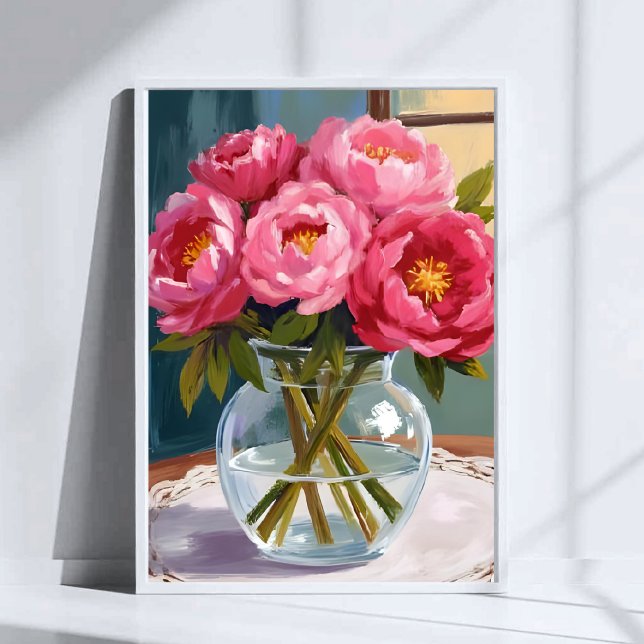 Poster Pink Peony Bouquet Watercolor Floral Painting (Criador carregado)