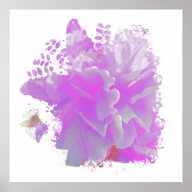 Poster *~* Pink Peony Painting Art Butterfly AR3 (Frente)