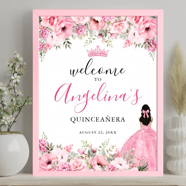 Poster Pink Quinceanera Welcome Sign (Pink Quinceanera Welcome Sign)