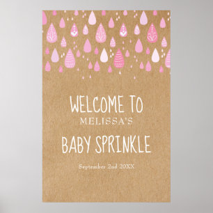 Poster Pink Raindrops Baby Girl Sprinkle Sinal de Boas-vi