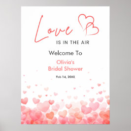 Poster Pink Red Love is in the Air Bridal Shower Welcome 