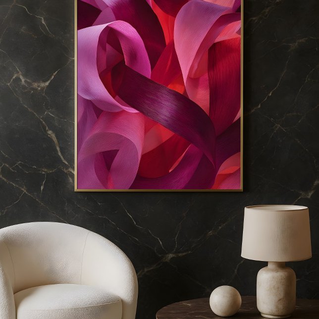 Poster Pink Ribbon Art – Elegant Modern valentine's day (Criador carregado)