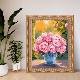 Poster Pink Rose Bouquet | Watercolor Floral Vase