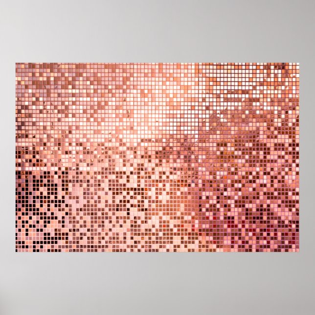 Poster Pink rose gold square mosaic tiles for texture bac (Frente)