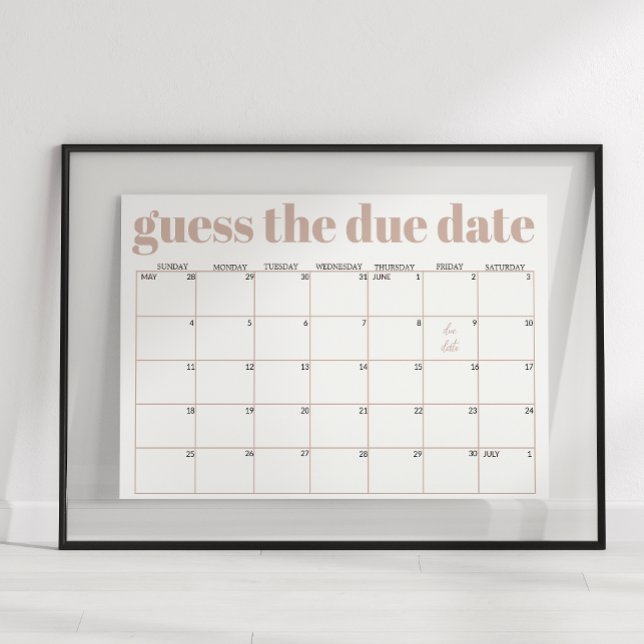Poster Pink Sandstone Typography Baby Shower Guess Date (Criador carregado)
