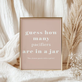 Poster Pink Sandstone Typography Baby Shower Guess Game
