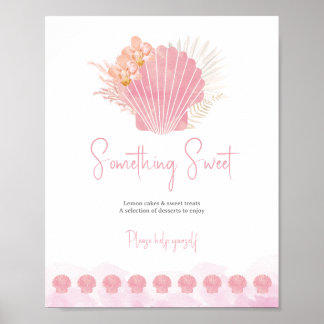 Poster Pink Seashell Baby Shower Dessert Table Sign
