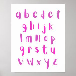 Poster Pink Shades Alphabet Lowercase Letters Room