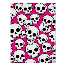 Pôster Pink Skull Pattern Glossy Poster