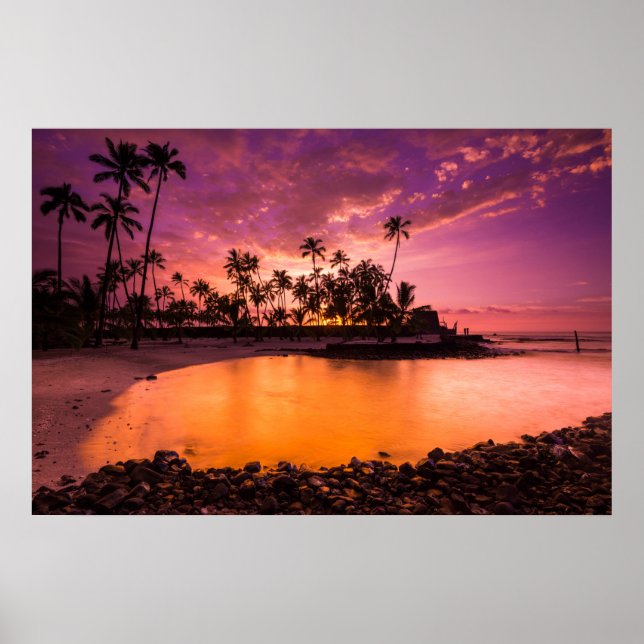 Poster Pink Sunset Of Hawaii Beach (Frente)