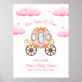 Poster Pink Sweet Princess Carriage Baby Shower Welcome