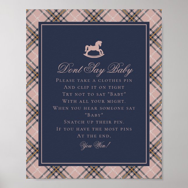 Poster Pink Tartan Plaid Rocking Horse Dont Say Baby (Frente)
