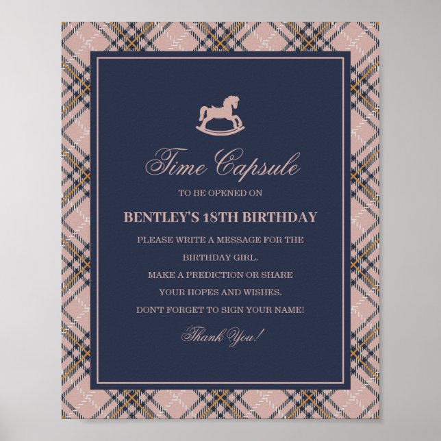 Poster Pink Tartan Plaid Rocking Horse Time Capsule (Frente)