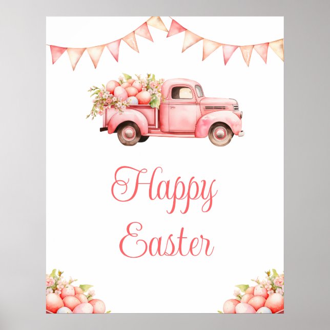 Poster Pink Truck Easter Egg Hunt (Frente)