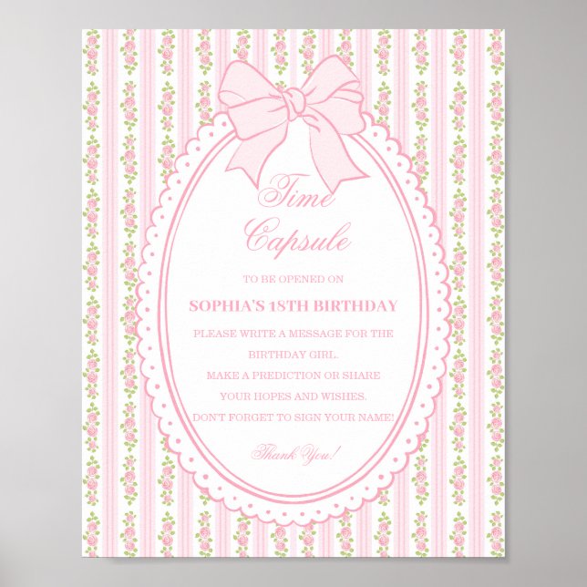 Poster Pink Vintage Fancy Floral Time Capsule Game (Frente)