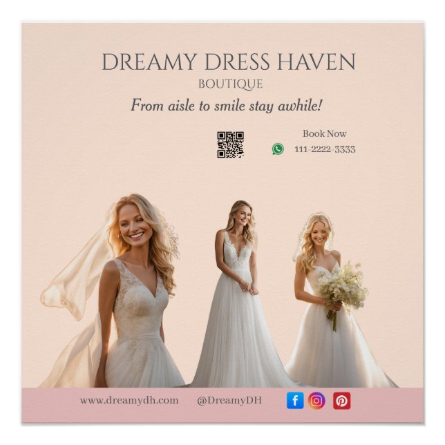 Pôster Pink Wedding Elegant Brides Love Romance Bride-to- (Frente)