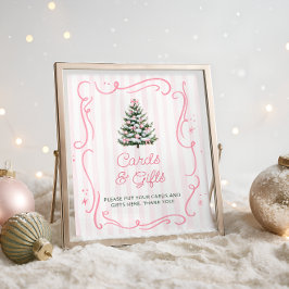Poster Pink Winter Christmas Baby Shower Cards and Gifts