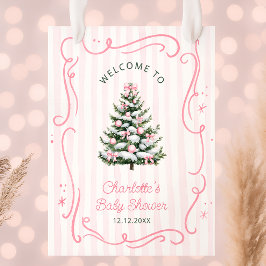 Poster Pink Winter Girl Baby Shower Welcome