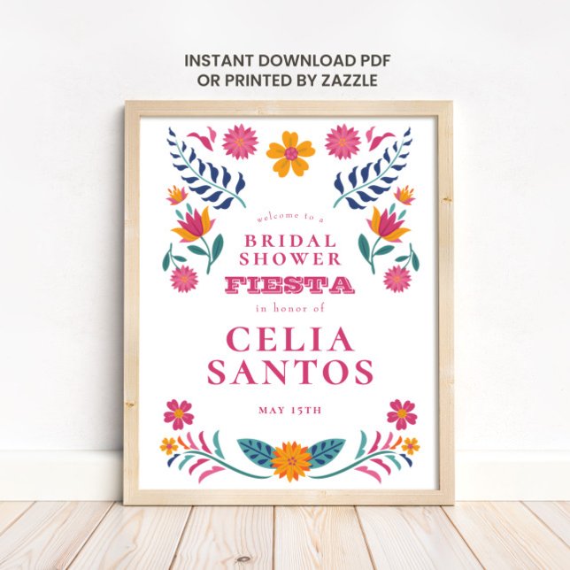 Poster Pink Yellow Mexican Fiesta Bridal Shower (Criador carregado)