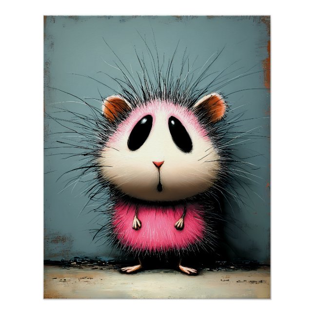 Pôster pinker flauschiger Hamster - Cartoon Comic Stil (Frente)