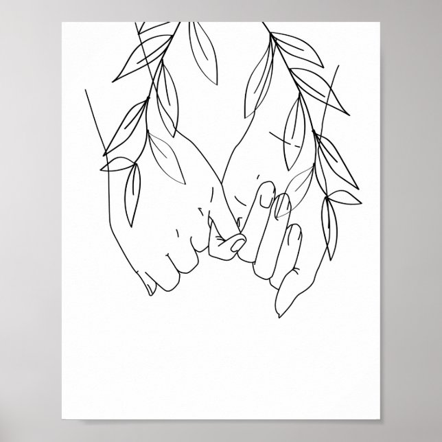 Poster Pinky Promise Line Art with Leaves (Frente)