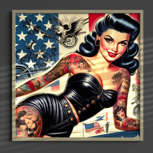 Poster Pino De Couro Tatuado Na Vintage